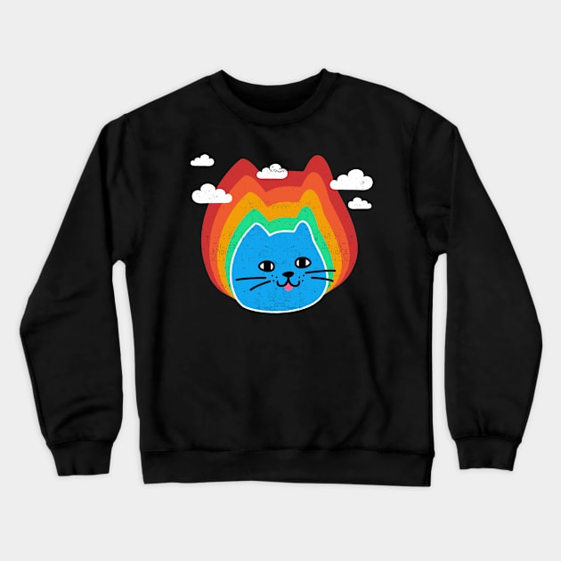 Cat Rainbow, Funny Cute Cat, Humor, Birthday Crewneck Sweatshirt by SmokingPencils